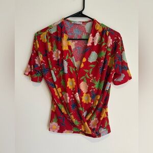 ZARA Women’s Floral Print Faux Wrap Top